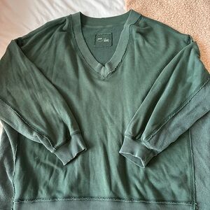Aerie Green V-Neck Sweater with Long Sleeves